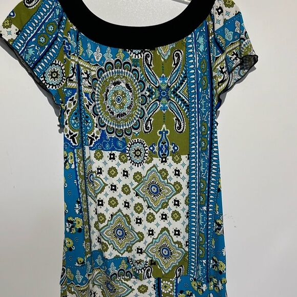 Speechless Women's Multicolor Scoop Neck Flutter Short Sleeve Blouse Size XL - Picture 5 of 9